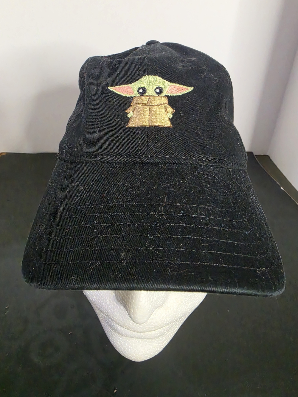 Star Wars Black Hat with Green and Tan Grogu Embroidery